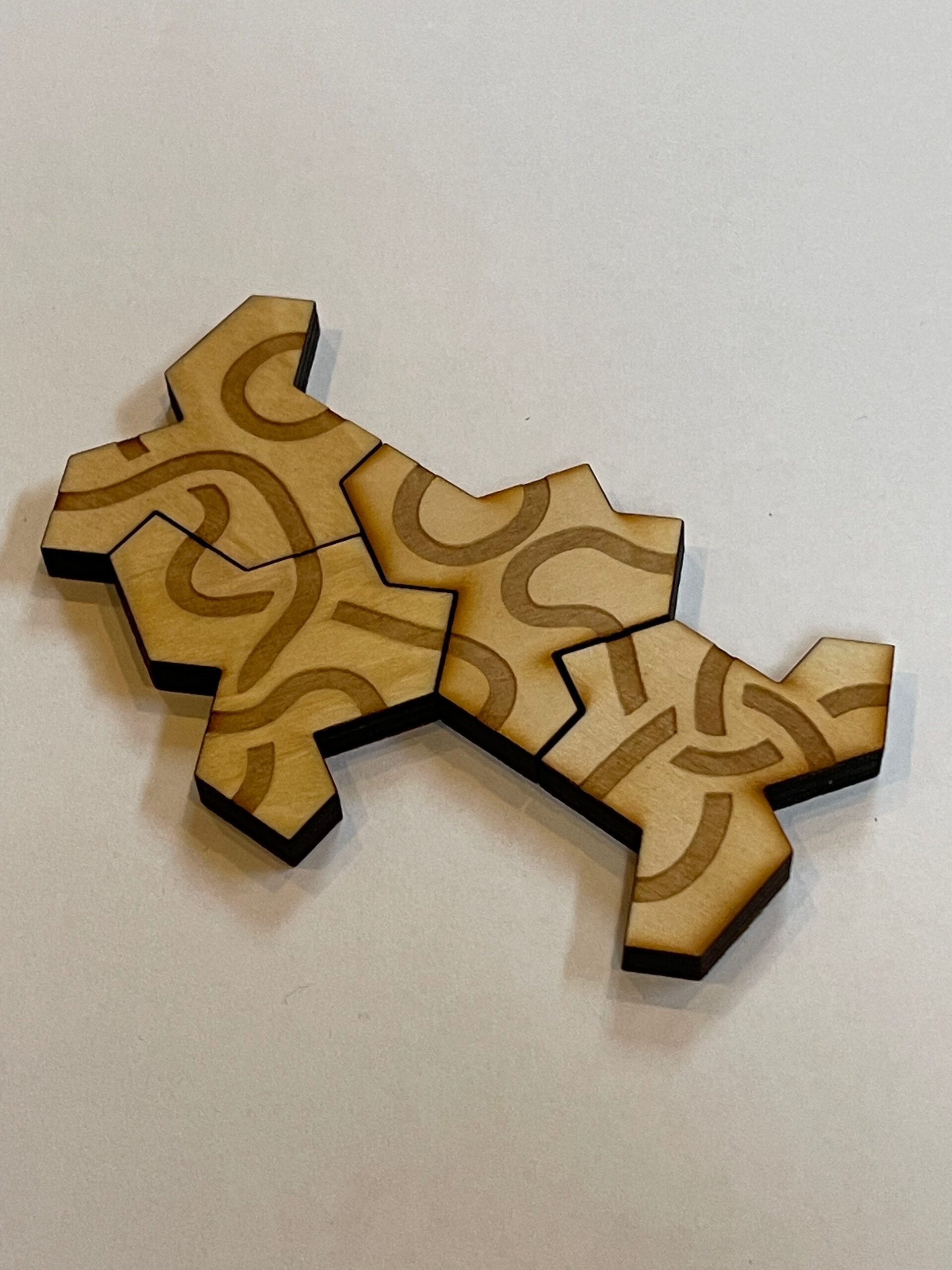 Natural wood Einstein tile set — clean product shot