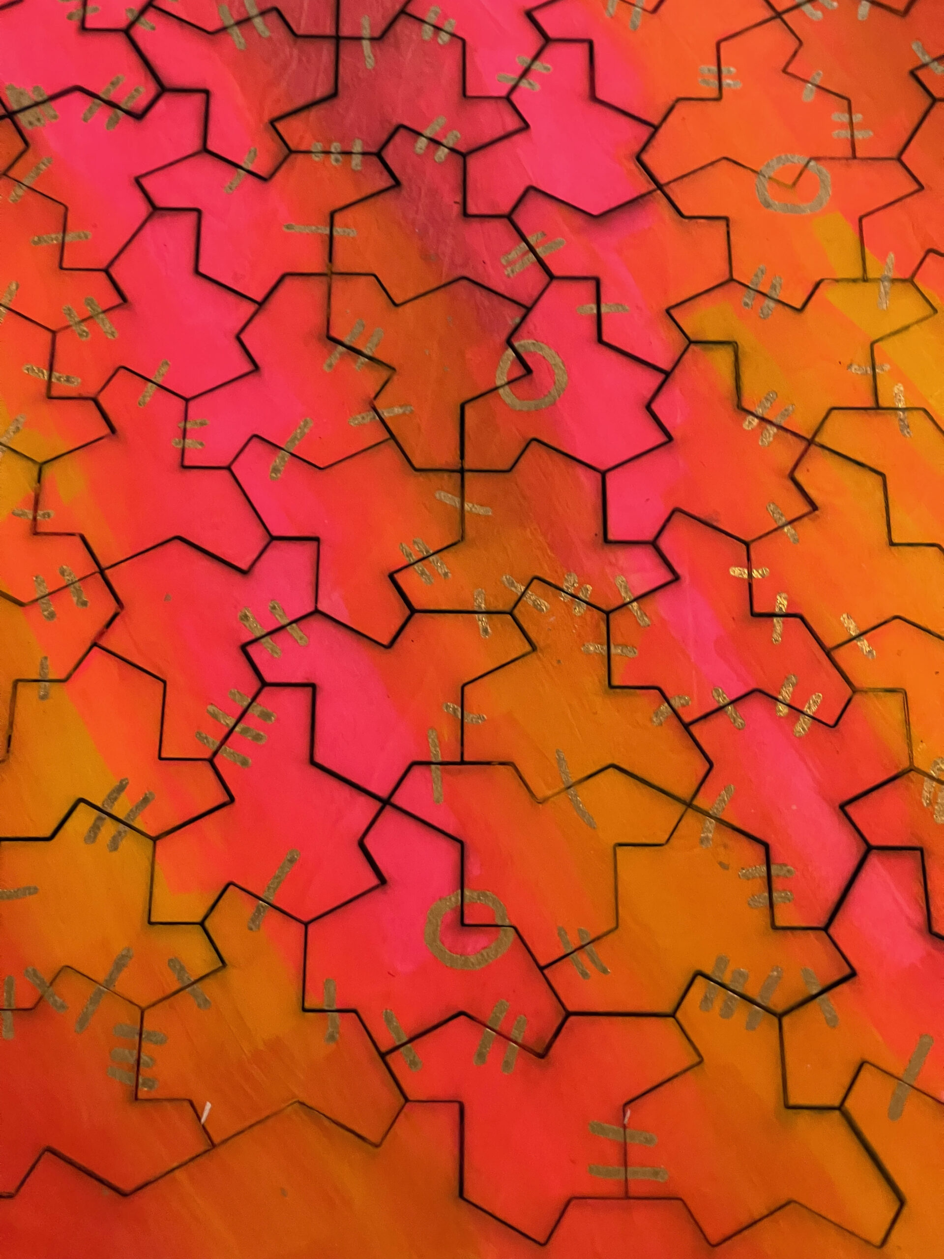 Assembled Einstein tile map panels showing non-periodic tiling pattern