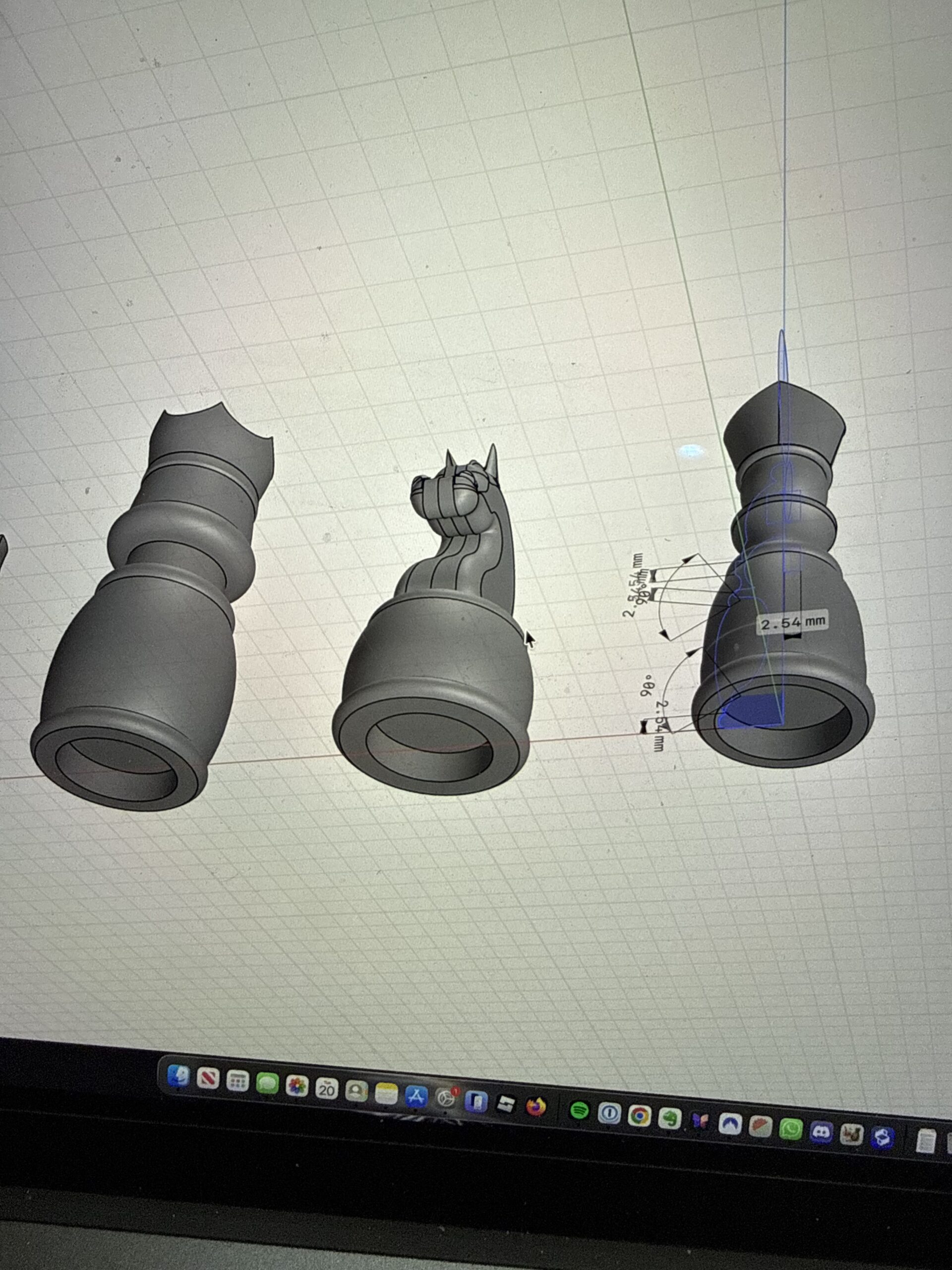 Multiple chess piece designs in Shapr3D