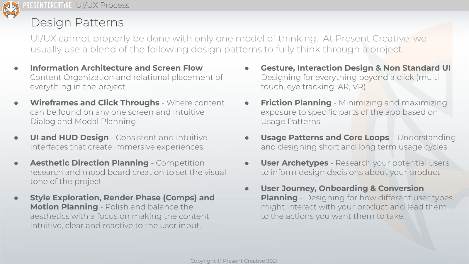 The Present Creative UI/UX Process